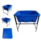 Banheira C/ Degrau Petshop Banho E Tosa Rotomoldada Grande Azul Escuro
