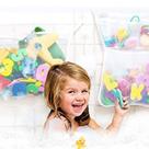 Banheira de armazenamento de brinquedos de banho Cubby Original (pacote com 2) com 36 letras de espuma