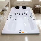 Banheira de Hidromassagem Acrilic Dupla Top Line Ouro Fino com Cromoterapia LED e Apoios para Cabeça 1,80x1,20m Branca 220V