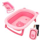Banheira Dobravel de Bebe com Suporte Rosa Snel Home