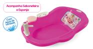 Banheira para Boneca Princesa Chuveirinho Sai Agua de Verdade Rosa