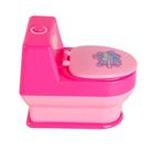 Banheiro de móveis de casa de bonecas em miniatura Banheiro de plástico rosa Banheiro de móveis de casa de bonecas em miniatura Banheiro de plástico rosa