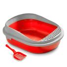 Banheiro Sanitário Com Pá Higiênica Bandeja Prática Resistente Borda Limpa Patinhas Banheiro Sanitário Com Pá Higiênica Bandeja Prática Resistente Borda Limpa Patinhas