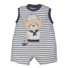 Banho de Sol Bebês Suedine Listrado Azul Marinho Urso Marinheiro Upi Uli
