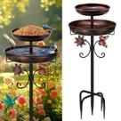 Banho para Pássaros Daoeny 107 cm com Duas Tigelas de Metal, Bronze Antigo