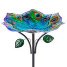 Banho para Pássaros dreamysoul em formato de lótus 28 cm com padrão de pavão