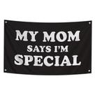 Banner 3x5 pies negro y blanco "Mi mamá dice que soy especial" decorativo