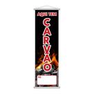 Banner Aqui Tem Carvão Preço Fundo Branco Lona 100x30cm