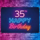 Banner Backdrop Glow Neon Happy 35º aniversário