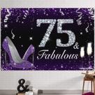 Banner de aniversário Backdrop HAMIGAR 75th Birthday Party Purple