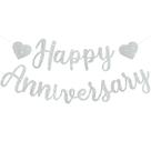 Banner de aniversário BEISHIDA Silver Glitter Feliz Aniversário