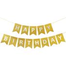 Banner de Aniversário Clabby - Letras Douradas com Glitter
