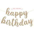 Banner de Aniversário com Glitter Dourado - Pré-Amarrado