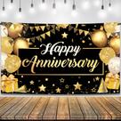Banner de aniversário KatChon Happy Black Gold Xtra Large 183 x 112 cm