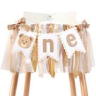 Banner de aniversário MADENG Bear 1st Woodland High Chair Menino/Menina Banner de aniversário MADENG Bear 1st Woodland High Chair Menino/Menina
