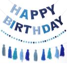 Banner de aniversário Ohiyoo Pre-Strung Felt Ball Garland Blue Dog Banner de aniversário Ohiyoo Pre-Strung Felt Ball Garland Blue Dog