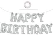 Banner de Balões de Aniversário TONIFUL - 40cm - Folha de Alumínio Prata
