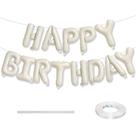 Banner de Balões Lingqiang Happy Birthday - 40cm - Cor Creme