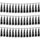 Banner de borla metálica preta Garland Hysilla 9,8 pés x3