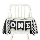 Banner de cadeira alta VANGNING Race Car Birthday Preto Branco