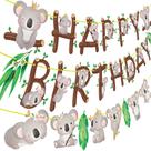 Banner de decoração de festa Koala Bear Feliz Aniversário Banner de decoração de festa Koala Bear Feliz Aniversário