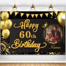 Banner de decorações de aniversário AUBAO Feliz 60º aniversário Banner de decorações de aniversário AUBAO Feliz 60º aniversário