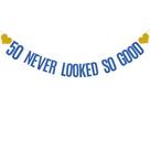Banner de decorações de festa 50 Never LOOked So Good Blue Glitter