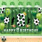 Banner de decorações de festa de aniversário de 8 anos de futebol
