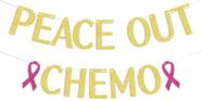Banner de decorações de festa Peace Out Chemo Cancer Survivor Gold