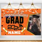 Banner de fundo de formatura AUBAO Custom 4x6 pés laranja/preto Banner de fundo de formatura AUBAO Custom 4x6 pés laranja/preto