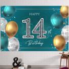 Banner de pano de fundo de aniversário HAMIGAR 14º aniversário de 6 x 4 pés verde