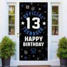 Banner de pano de fundo em tecido para decoração PHXEY Happy 13th Birthday