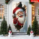 Banner De Porta Do Papai Noel 2D Plano 1 Peça Decoração De Parede Para Entrada De Natal E Ano Novo Banner De Porta Do Papai Noel 2D Plano 1 Peça Decoração De Parede Para Entrada De Natal E Ano Novo