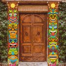 Banner de porta havaiano Luau Tiki Totem de suprimentos de decoração Banner de porta havaiano Luau Tiki Totem de suprimentos de decoração