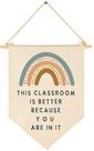 Banner de sala de aula FYSIA em tela bege, decoração de 39x28 cm