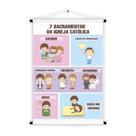 Banner Educativo em Lona Bíblico 7 Sacramentos da Igreja Católica 70x55cm