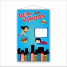 Banner Escolar Pedagógico Bem Vindos Heróis 120x65cm