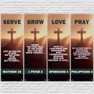 Banner EYNDYN Iglesia 60x180 cm Juego de 4 Piezas con Escrituras