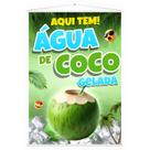 Banner Faixa Lona Aqui Água de Coco Gelada Barraca Quiosque Praia Verão Vendas Propaganda Divulgação 100x70 Impressão Alta Qualidade Resolução Premium