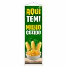 Banner Faixa Lona Aqui Tem Milho Cozido Barraca Venda Verão Quiosque Praia Venda Comércio Divulgação 100x30 Impressão Alta Qualidade Resolução Premium