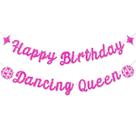 Banner Gybeizhu Rosa-choque Dancing Queen Aniversário Banner Gybeizhu Rosa-choque Dancing Queen Aniversário
