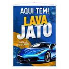 Banner Lona Aqui Tem Lava Jato Ducha Estética Automotiva Posto Oficina Lavagem Carro Divulgação 100x70 Impressão Alta Qualidade Resolução Premium