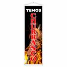 Banner Lona Faixa Aqui Tem Churrasco Lanchonete Mercearia Mercado Conveniência Adega Bar Divulgação Propaganda 100x30 Impressão Alta Qualidade Premium