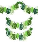 Banner PIXHOTUL Tropical Leaf Hawaii Luau Party (4 conjuntos)