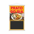 Banner Prato do Dia Restaurante Preço Fundo Preto 60x40cm