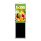 Banner Sucos Naturais Frutas Colorido Fundo Preto 100x30cm
