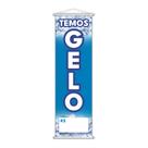 Banner Temos Gelo Preço Fundo Branco Serviço Lona 100x30cm
