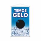 Banner Temos Gelo Preço Fundo Preto Serviço Lona 80x50cm