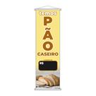 Banner Temos Pão Caseiro Padaria Preço Fundo Preto 100x30cm