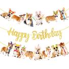 Banners de festa de aniversário umoni Corgi para chá de bebê Pet Puppy Banners de festa de aniversário umoni Corgi para chá de bebê Pet Puppy